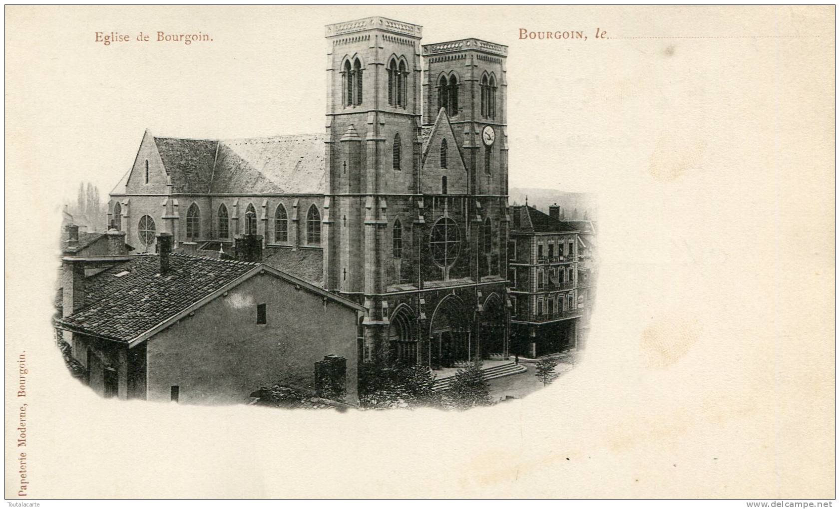 CPA 38 EGLISE DE BOURGOIN  Dos Simple - Bourgoin