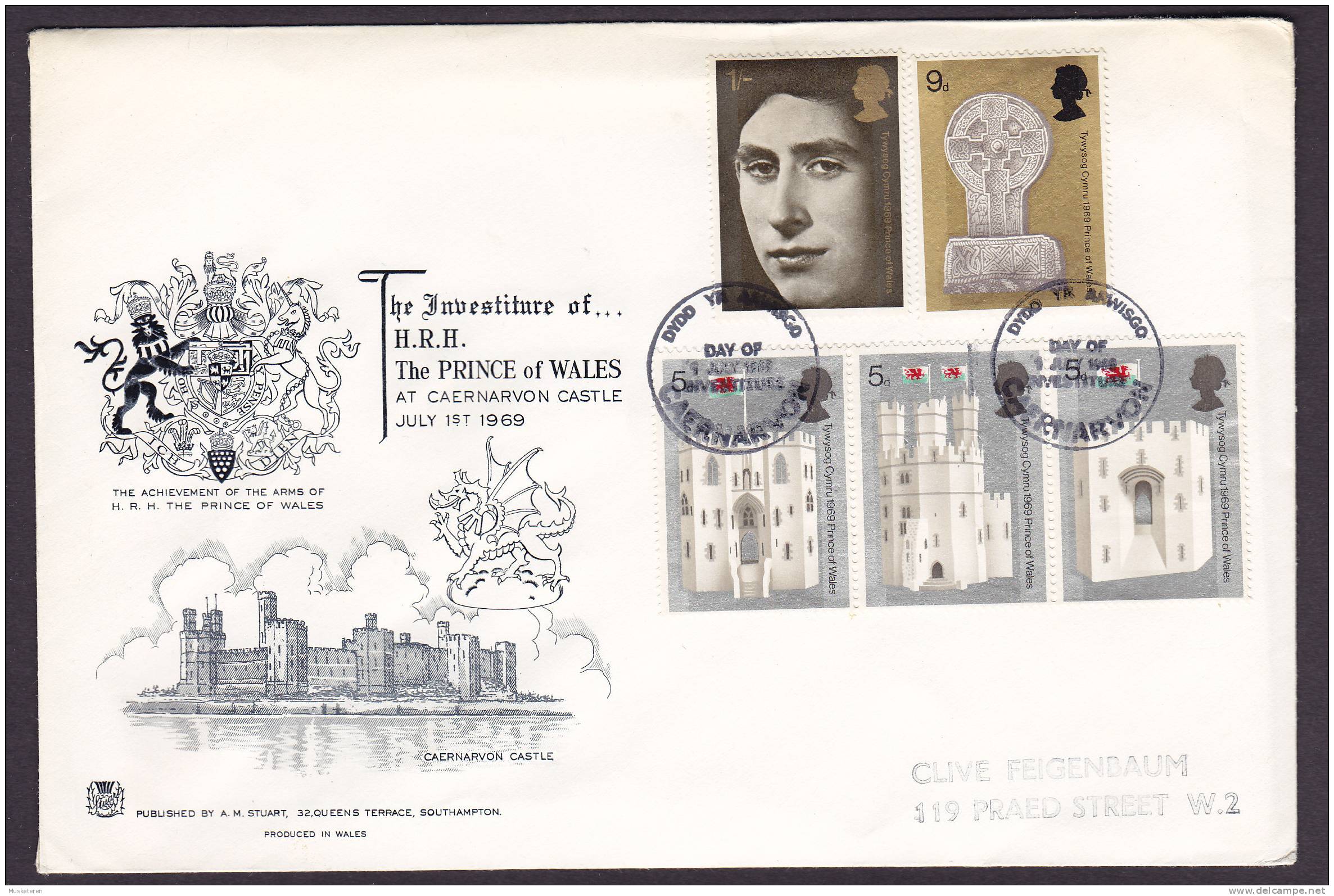 Great Britain FDC Cover 1969 Prince Of Wales - 1952-71 Ediciones Pre-Decimales