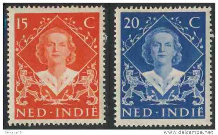 Nederlands Indië 1948 Mi 362 /3 MH * - Koningin Juliana (1909-2004) - Accession Of Queen Juliana / Thronbesteigung - Niederländisch-Indien