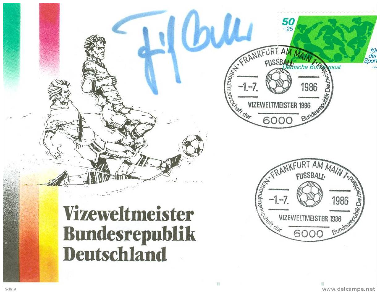 ALLEMAGNE ENV COUPE DU MONDE DE FOOT BALL  1985  FRANKFORT  1/7/1986 DEDICACEE - 1986 – México