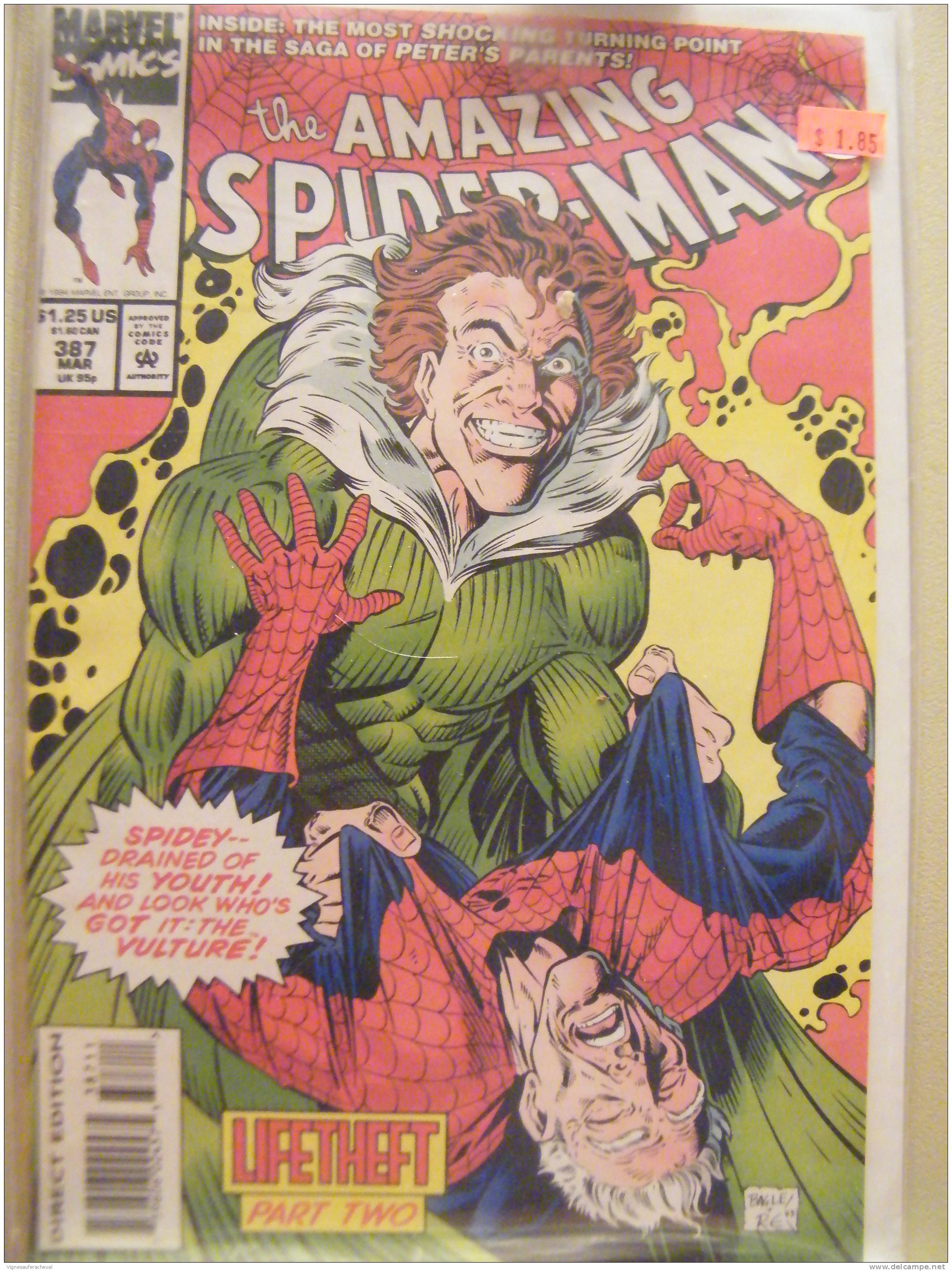 Marvel Comics No 387 Mar: The Amazing Spiderman-lifetheft Part 2 - Marvel