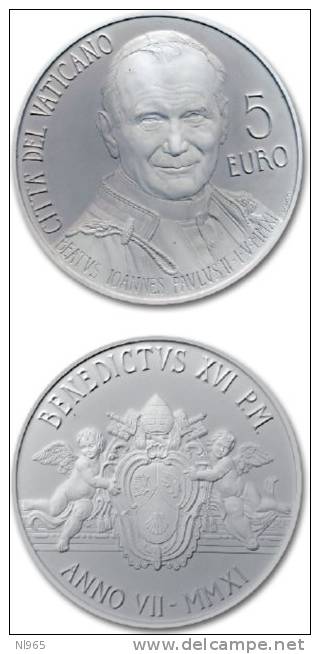 CITTA´ DEL VATICANO ( VATIKAN STATE )  PAPA BENEDETTO XVI ANNO 2011 -  5  EURO BEATIFICAZIONE  GIOVANNI PAOLO II - Vatikan