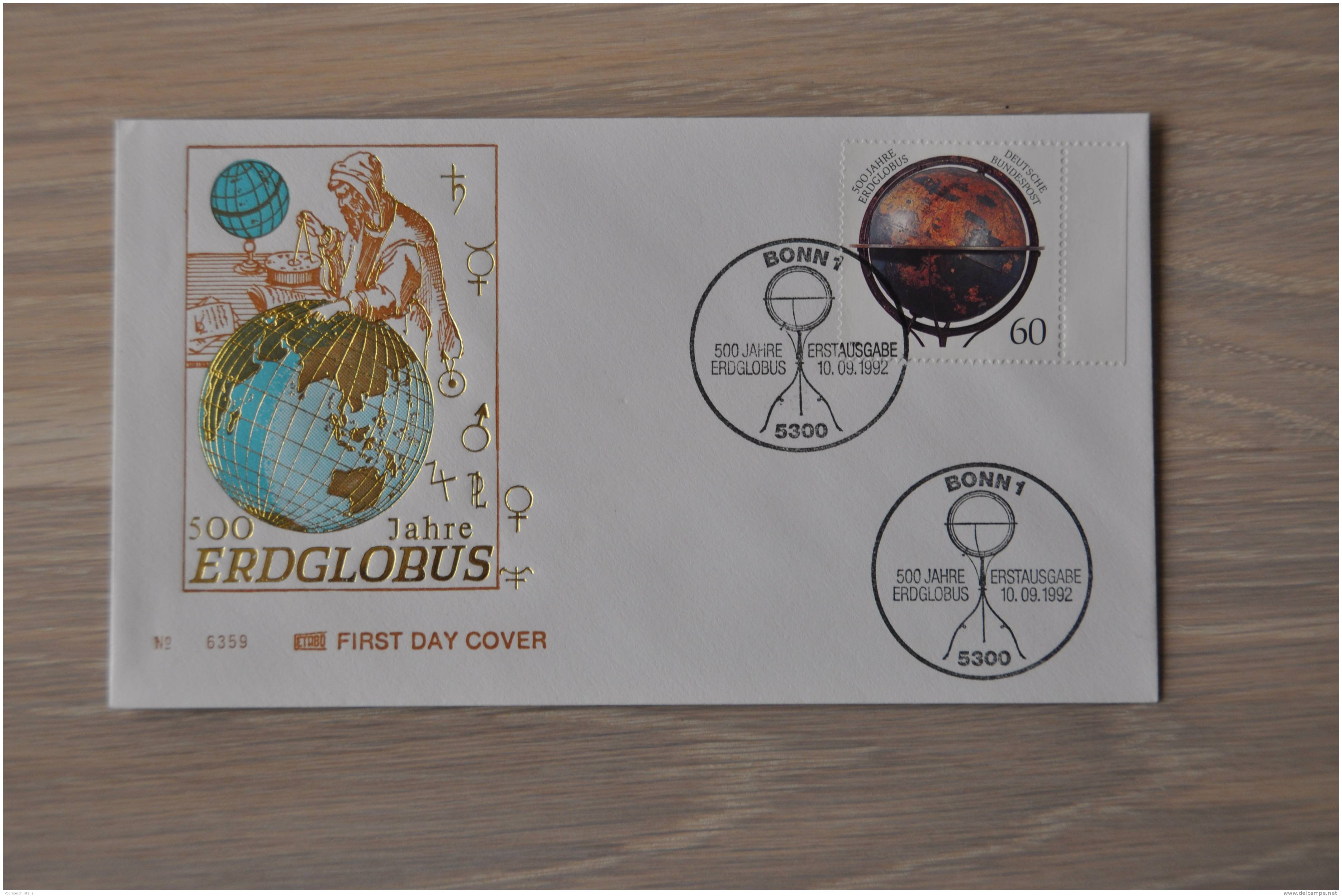 1992 FDC DUITSLAND, GERMANY, ALLEMAGNE ++ ERDGLOBUS ASTRONOMIE - Brieven En Documenten