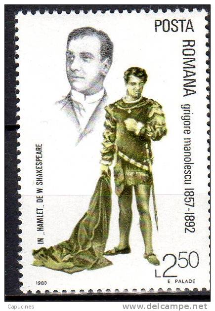 ROUMANIE - 1983: "Interprètes Du Théâtre Roumain° - N° 3438** - Unused Stamps