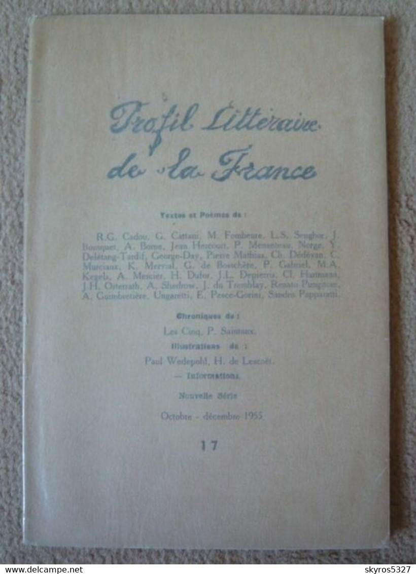 Profil Littéraire De La France N° 17 - Auteurs Français