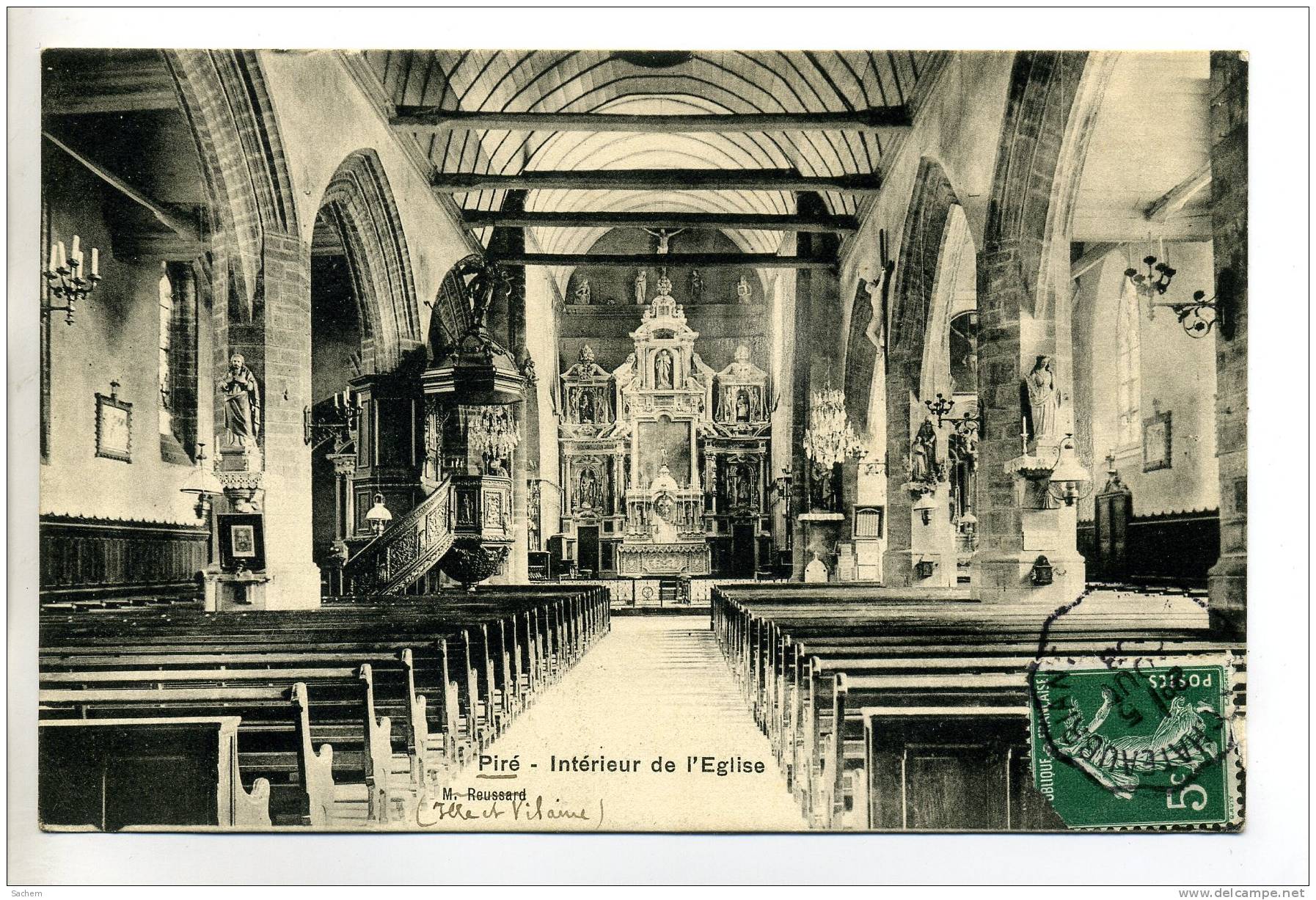 35 PIRE Interieur Eglise Du Bourg Chaire Autel 1908 écrite De PIRE    -D2312011 - Autres & Non Classés