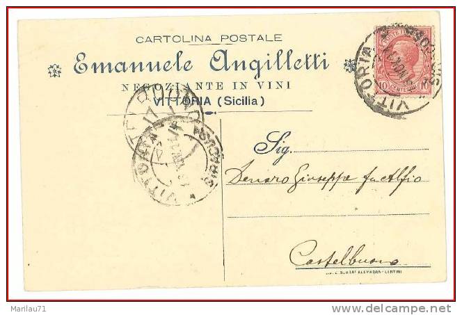 1302 SICILIA PUBBLICITARIA VITTORIA ANGILLETTI VINI 1911 - Vittoria