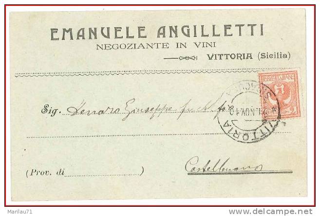 1304 SICILIA PUBBLICITARIA VITTORIA ANGILLETTI VINI 1910 - Vittoria