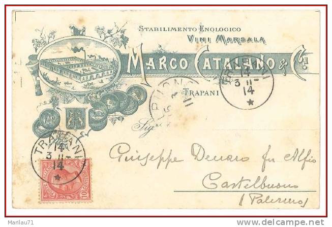 1308 SICILIA PUBBLICITARIA MARSALA VINI CATALANO 1911 - Marsala