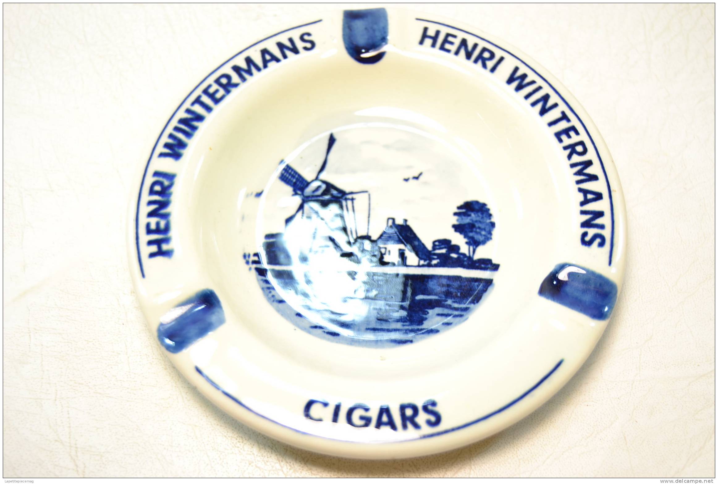 Cendrier DELFT Publicitaire HENRI WINTERMANS CIGARS, Couleur Bleu, Moulin - Delft (NLD)