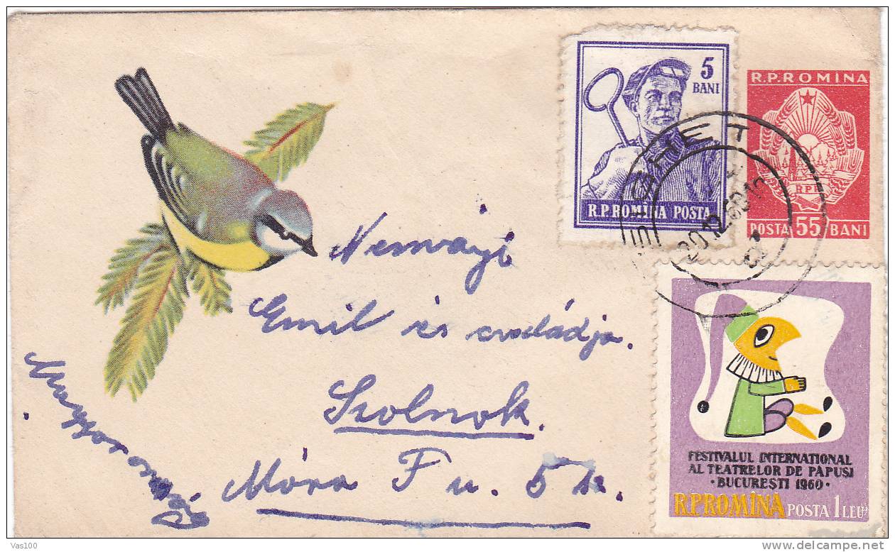 BIRDS PASSEREAUX 1960 VERY RARE STATIONERY COVER ENTIER POSTAL LILIPUT  ROMANIA. - Songbirds & Tree Dwellers