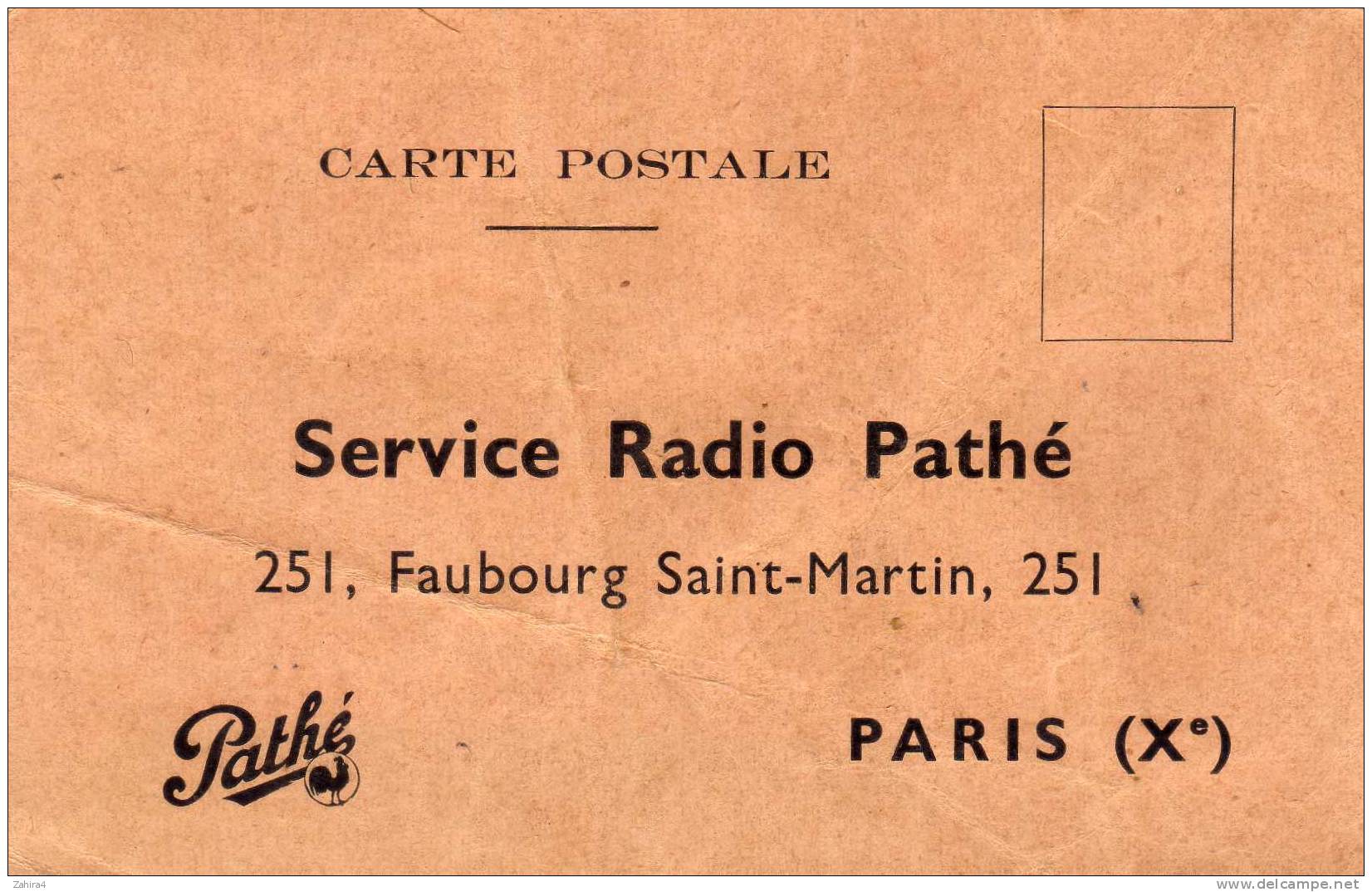 Pathé - Service Radio Pathé - Paris - C.P.A. De Demande De Garantie - Publicité