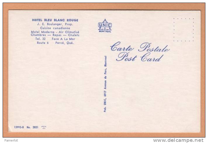 Percé  ( Hotel Motel Bleu Blanc Rouge )  Quebec Canada Postcard Carte Postale CPA Post Card - Autres & Non Classés