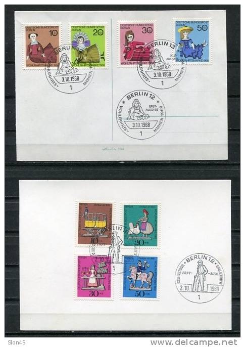 Germany 1968,1969,1971 4 Postal Cards With Special First Day Cancel Coimplete Sets. - Brieven En Documenten