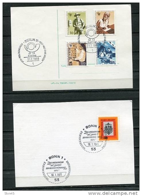 Germany 1968,1969,1971 4 Postal Cards With Special First Day Cancel Coimplete Sets. - Cartas & Documentos