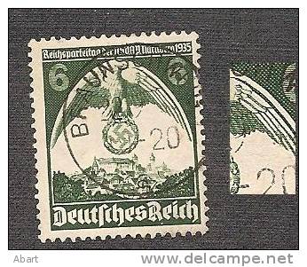 Deutsches Reich Nr. 586 Mit Plattenfehler II - Gestempelt - Plaatfouten & Curiosa