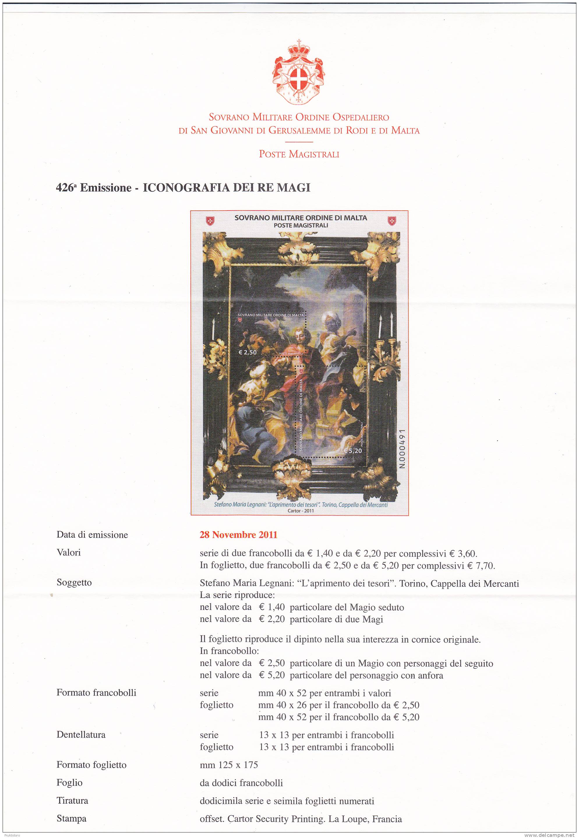 SMOM Sovereign Military Order Of Malta 2011 Brochure About Art - Paintings - Three Magi - Malta (Orde Van)