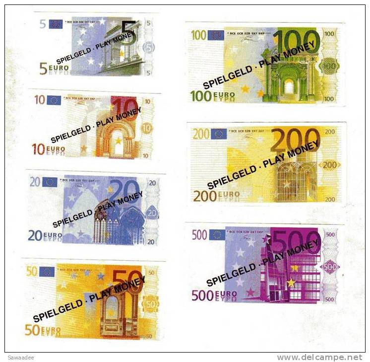 BILLET ET PIECE - EURO - JEU DE 8 PIECES ET 7 BILLETS - SPIELGELD PLAY MONEY - Andere & Zonder Classificatie