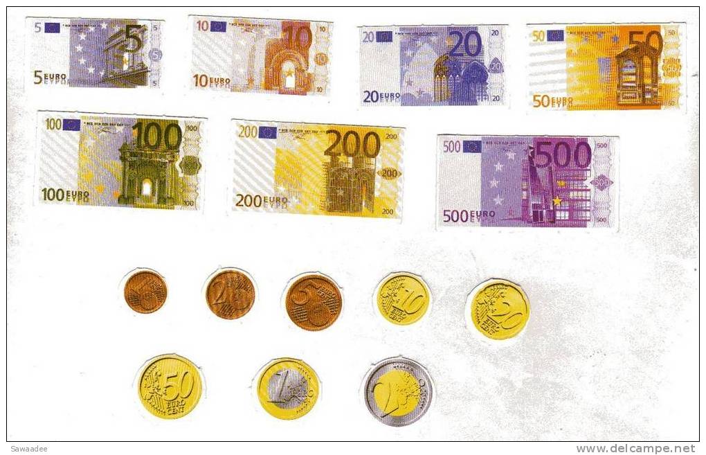 BILLET ET PIECE - EURO - JEU DE 8 PIECES ET 7 BILLETS MINI FORMAT - Autres & Non Classés