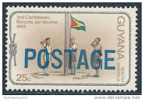 GUYANA 1982 "POSTAGE" OVERPRINT ON 3RD CARRIBEAN SCOUTS JAMBOREE SC# 453 VF MNH SCARCE - Guyana (1966-...)