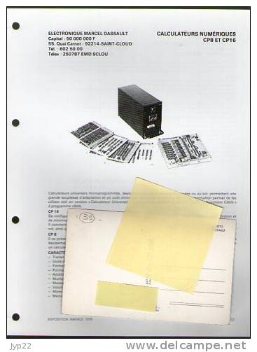 Fiche Marine Nationale Calculateur Numérique CP8 & CP16 - Electronique Marcel Dassault - Equipment