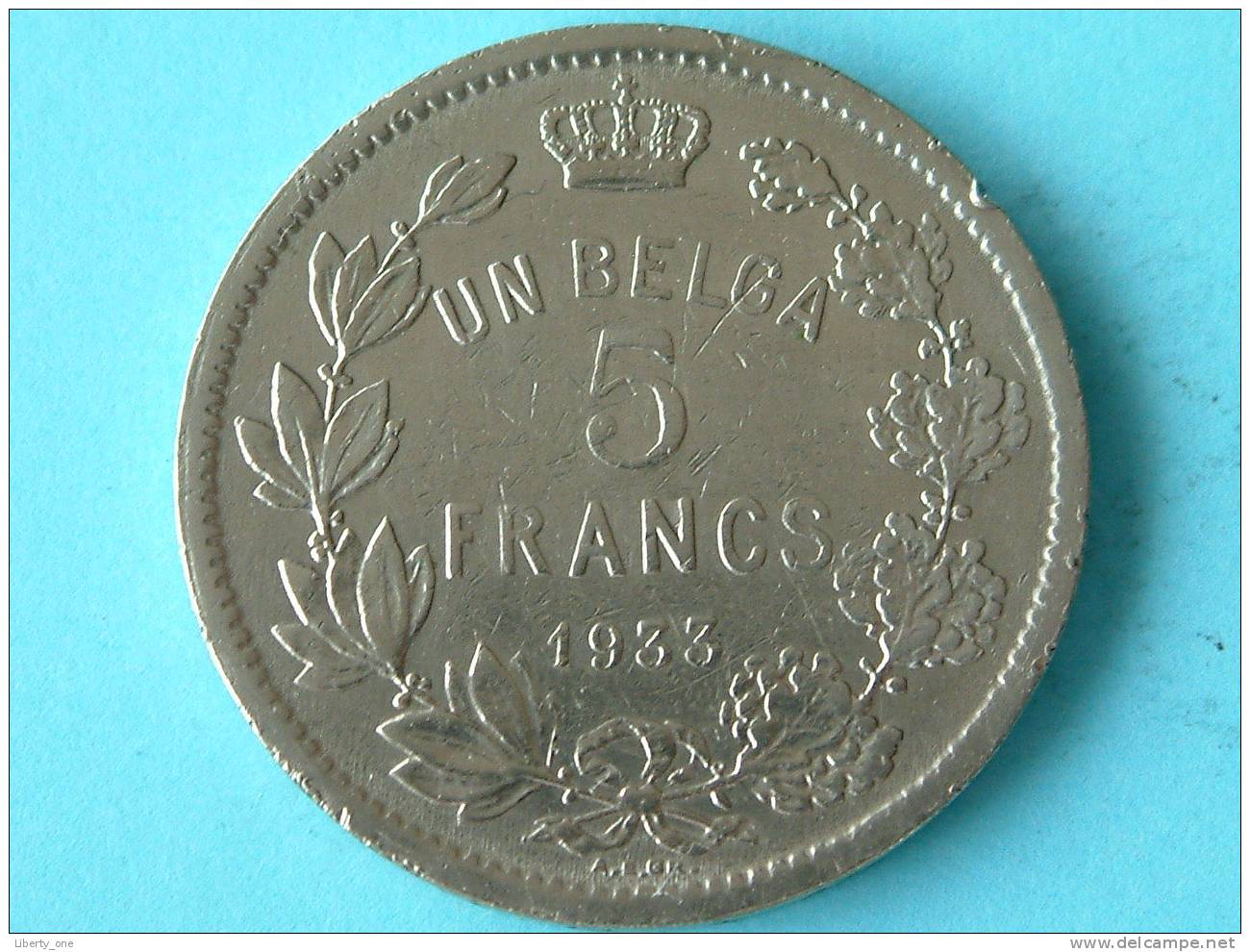 1933 - 5 FRANC Un Belga FR / Morin 388b ( For Grade, Please See Photo ) !! - 5 Francs & 1 Belga