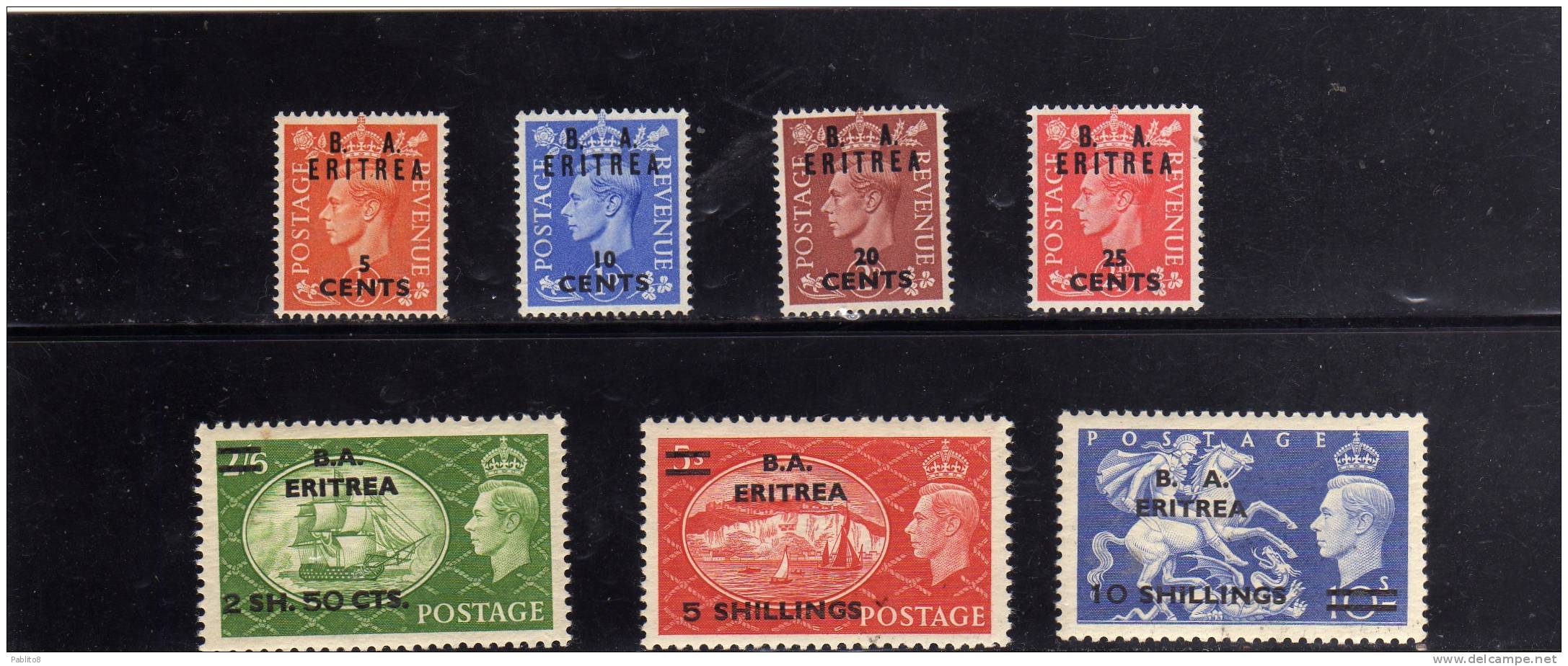 ERITREA 1951 B.A. SOPRASTAMPATI BA DI GRAN BRETAGNA SERIE COMPLETA COMPLETE SET MNH - Eritrée