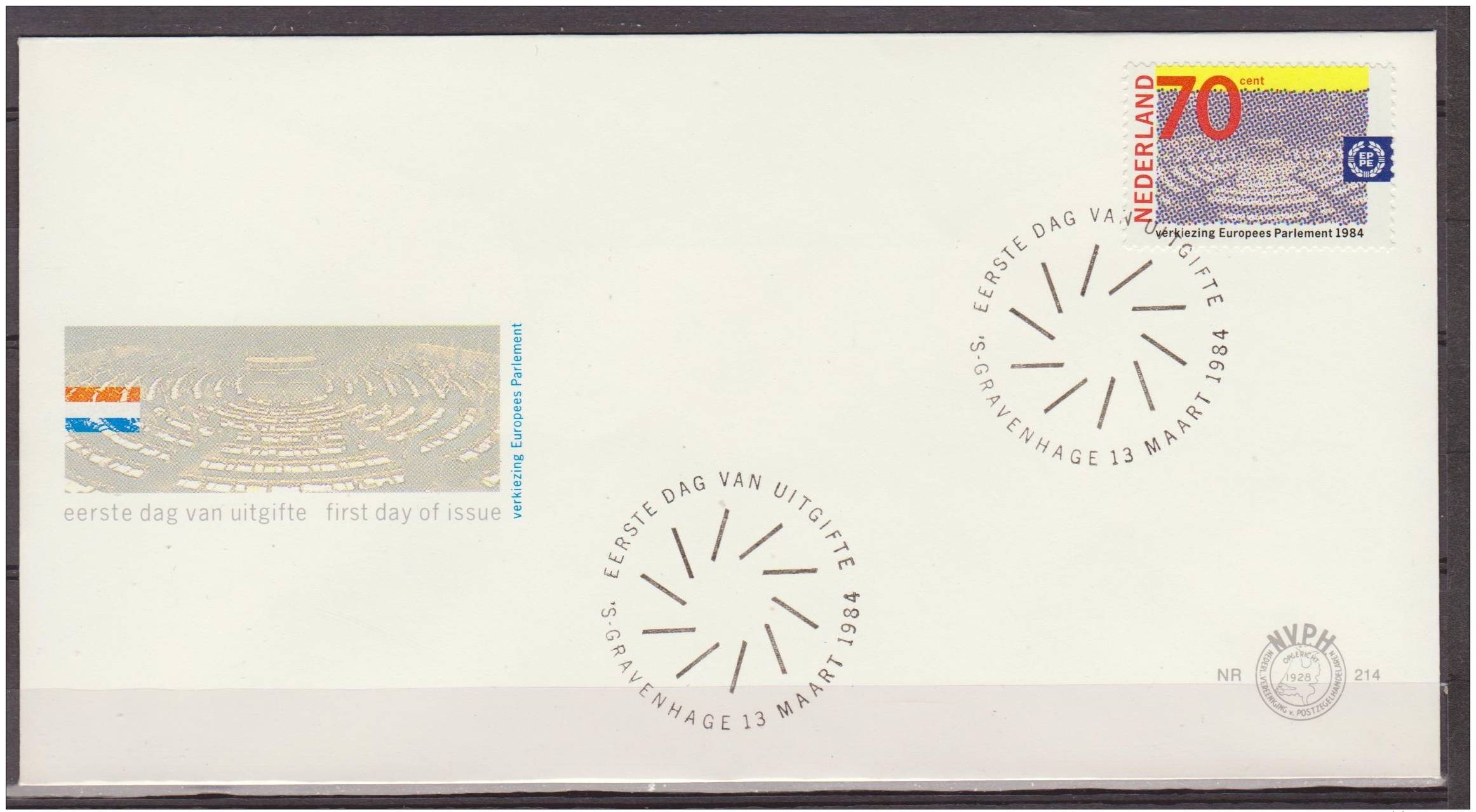 Netherlands, Nederland, 1984, European Parliament, E 214, FDC - Idee Europee