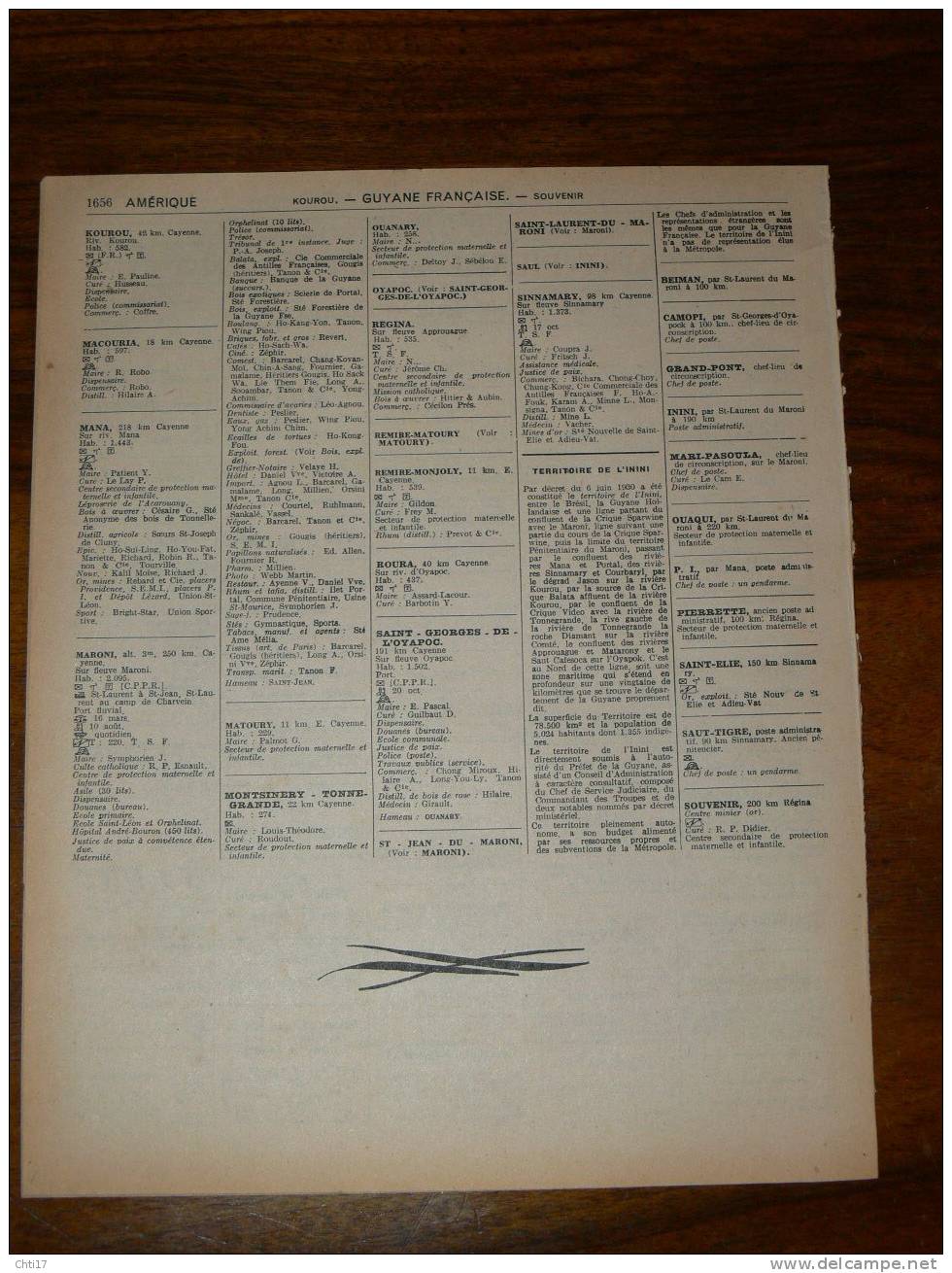 GUYANE  CAYENNE   EXTRAIT  ANNUAIRE BOTTIN 1951 AVEC COMMERCES ET PARTICULIERS - Directorios Telefónicos