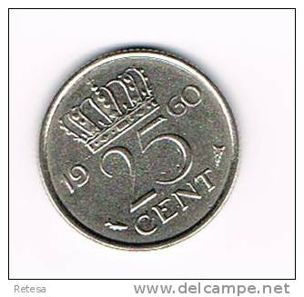 NEDERLAND  25  CENTS  1960  JULIANA - 1948-1980 : Juliana