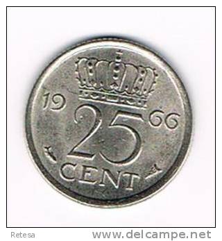 NEDERLAND  25  CENTS  1966  JULIANA - 1948-1980 : Juliana