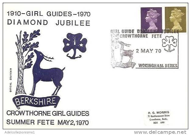 59155)Lettera F.D.C. Inglese Girl Guide Diamond Jubilee Con Con Due Valori Più Annullo 2 Maggio 1970 - 1952-1971 Em. Prédécimales