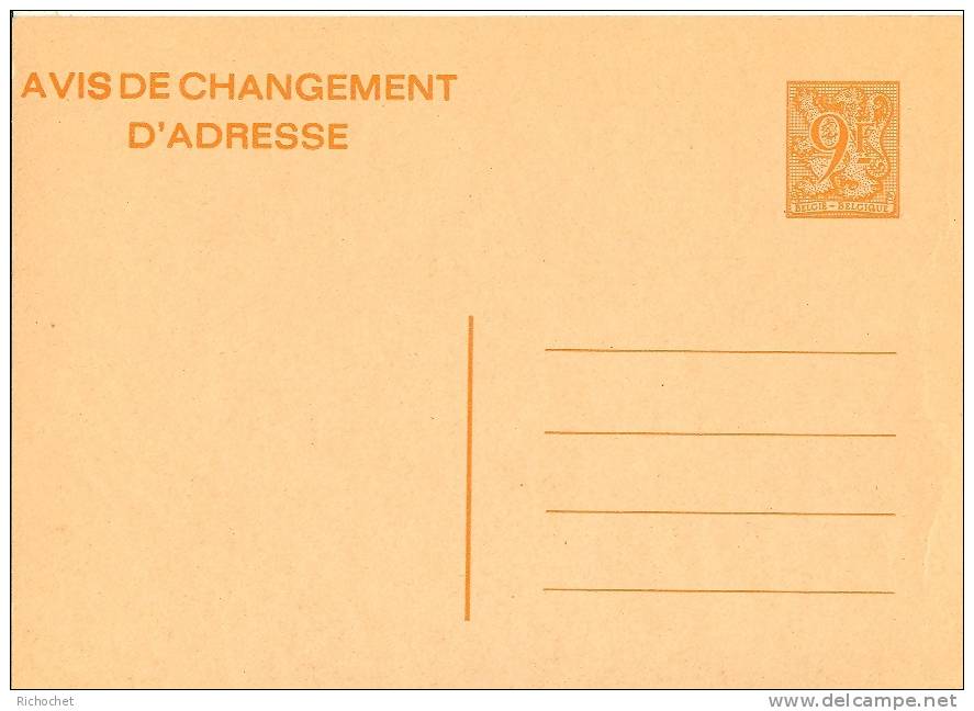 Belgique Carte Avis De Changement D'adresse N° 26 III F ** - Addr. Chang.