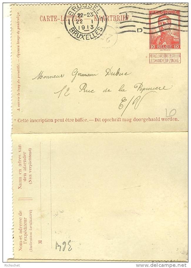 Belgique Cartes-Lettres N° 16 Obl. - Postbladen