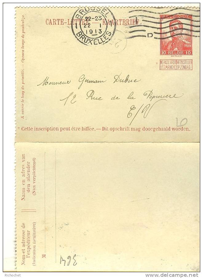 Belgique Cartes-Lettres N° 16 Obl. - Carte-Lettere