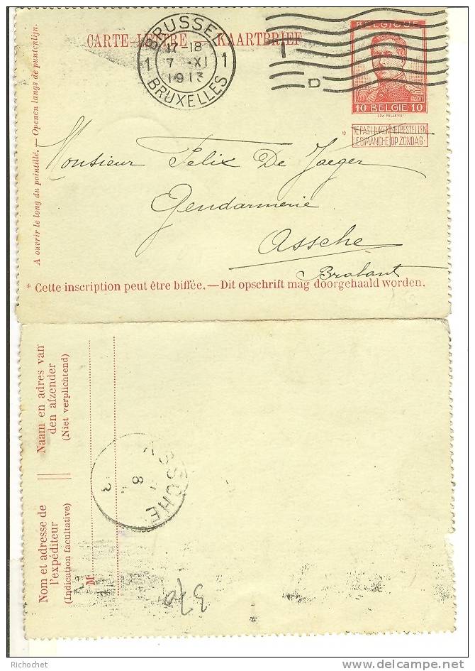 Belgique Cartes-Lettres N° 17  Obl. - Carte-Lettere