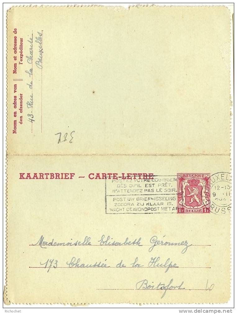 Belgique Cartes-Lettres N° 29 II NF Obl. - Postbladen