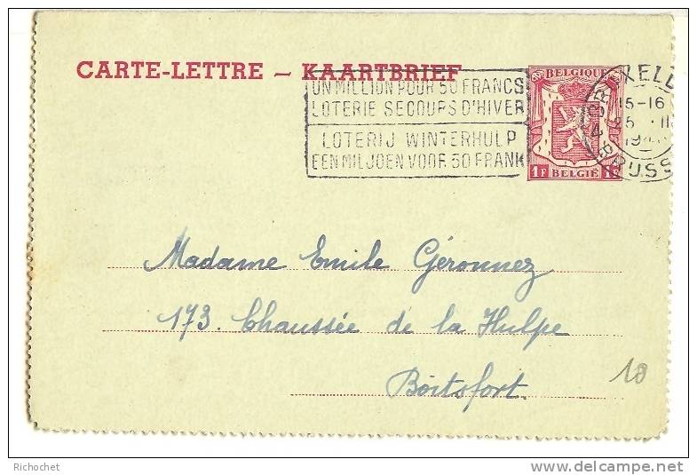 Belgique Cartes-Lettres N° 29 I FN Obl. - Cartes-lettres