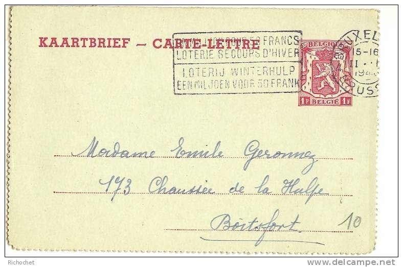 Belgique Cartes-Lettres N° 29 II NF Obl. - Postbladen