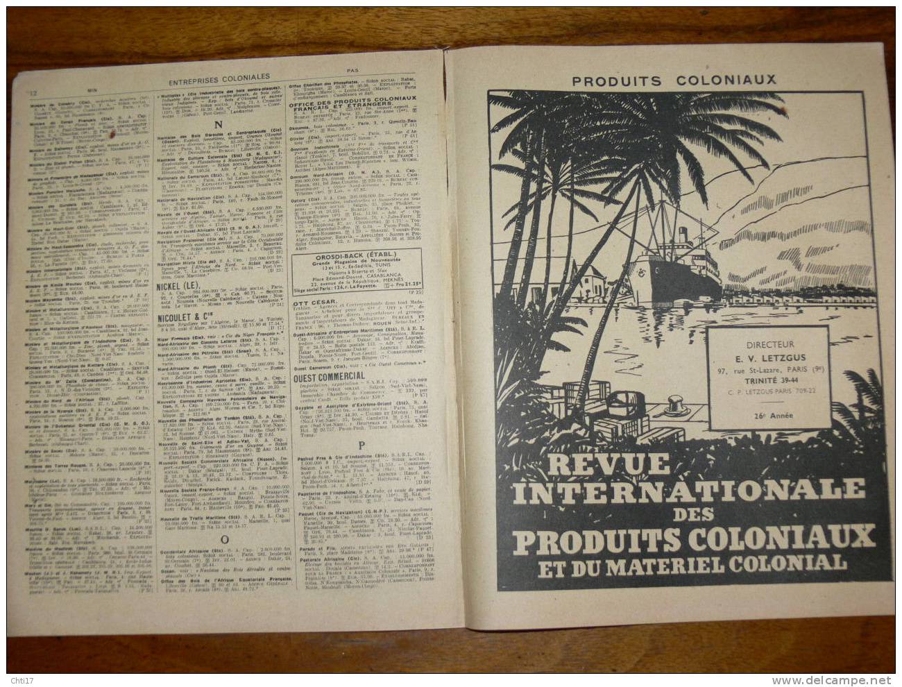 LISTE DES ENTREPRISES COLONIALES  FRANCAISES COMMERCE INDUSTRIE AGRICULTURE  ANNUAIRE BOTTIN 1951 - Directorios Telefónicos