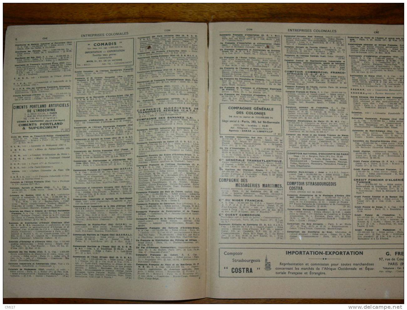 LISTE DES ENTREPRISES COLONIALES  FRANCAISES COMMERCE INDUSTRIE AGRICULTURE  ANNUAIRE BOTTIN 1951 - Directorios Telefónicos