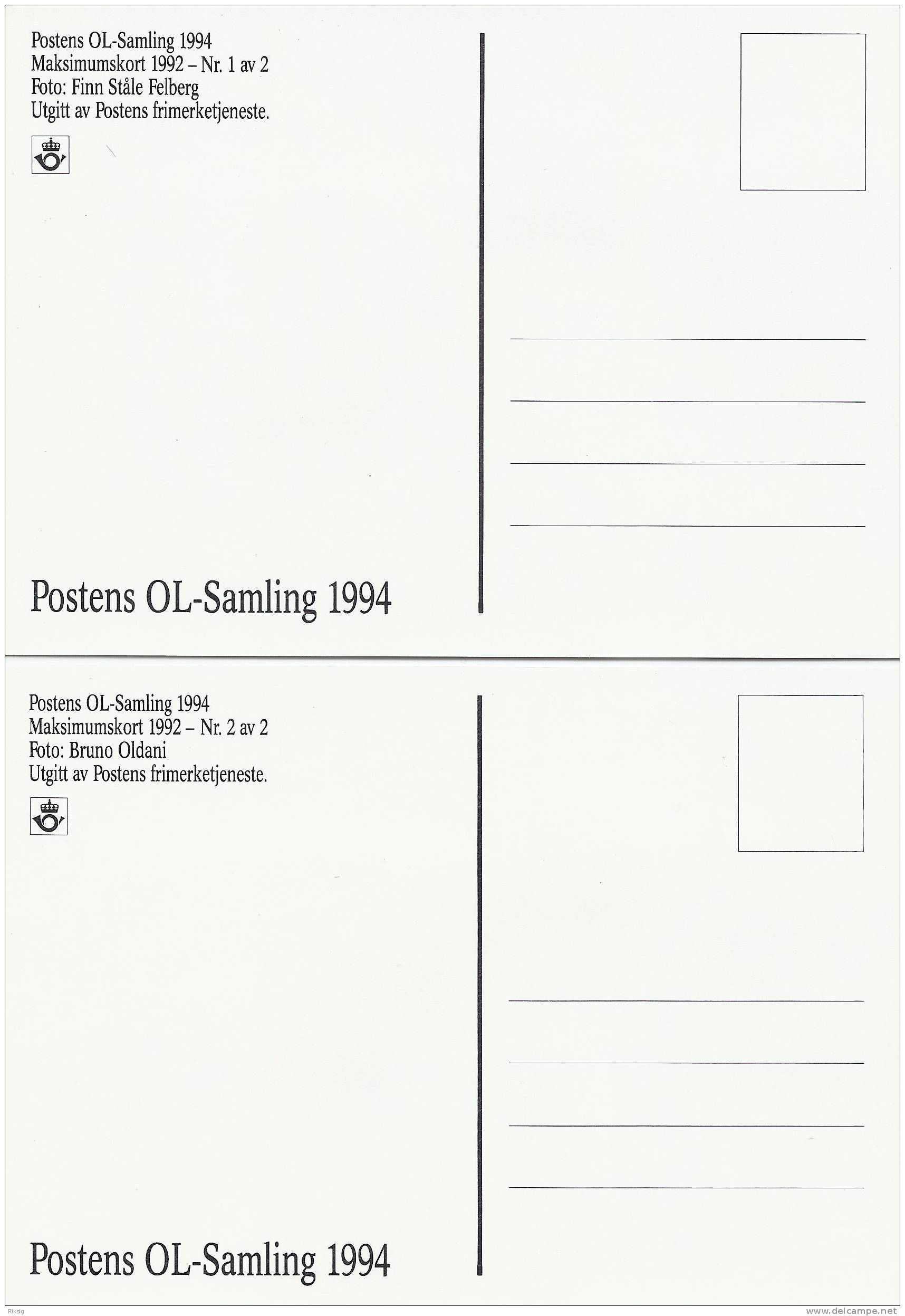 2 Max. Cards For The Winter Olympics 1994. B-172 - Maximumkaarten