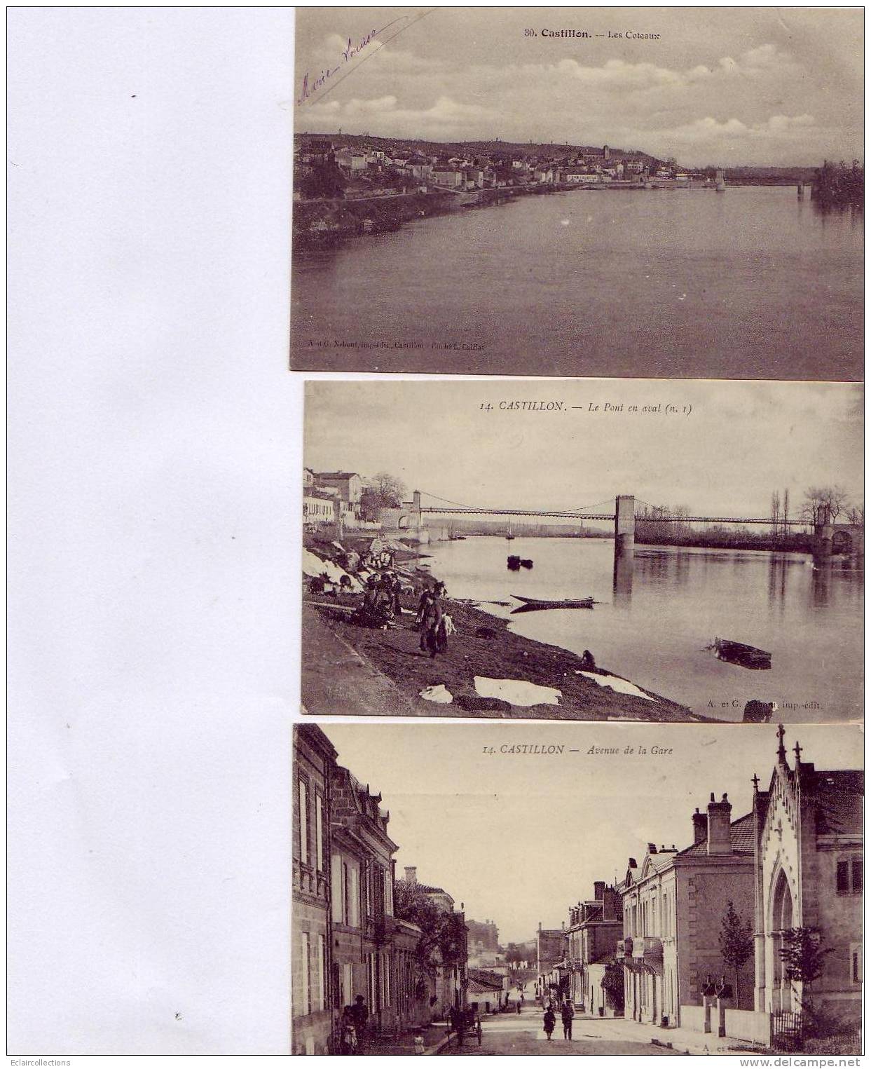 Castillon La Bataille...33 ..lot De 3 Cartes   Vue Diverses.. (voir Scan Et/ou Annotation) - Andere & Zonder Classificatie