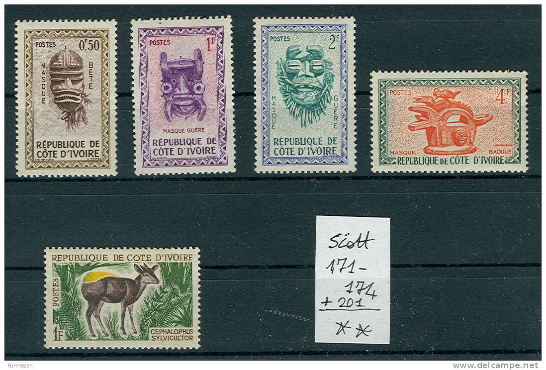 COSTA D´AVORIO COTE D´IVOIRE - Scott 171-174  MLH * + 201 MNH ** - Costa D'Avorio (1960-...)