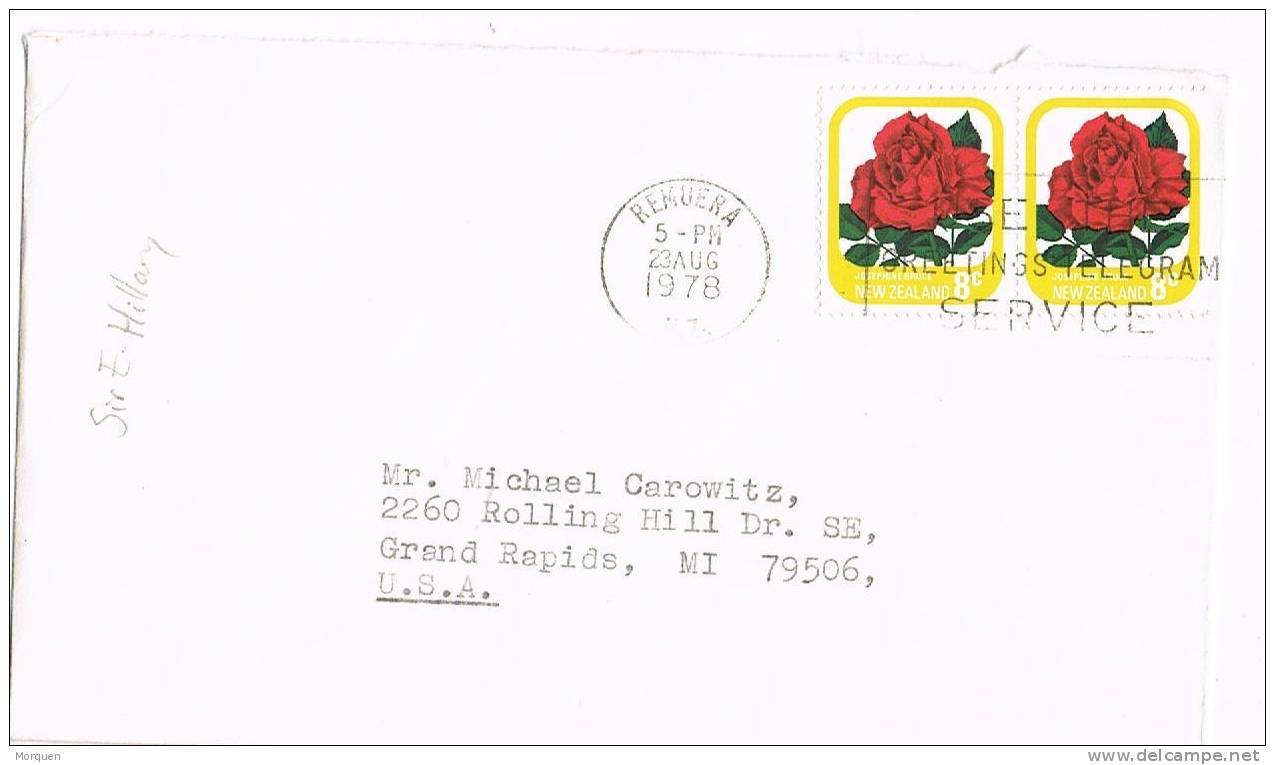 1995. Carta REMUERA (New Zealand) 1978. Flowers - Briefe U. Dokumente