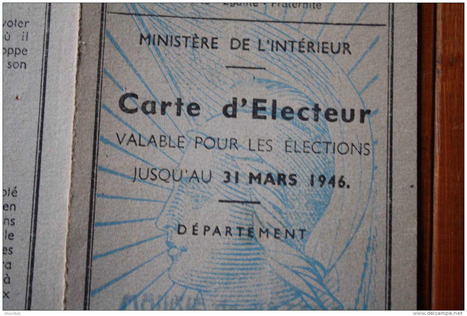 RARE 1946  CARTE ELECTEUR  CANTON DE TOURS NORD  COMMUNE DE METTRAY DEPARTEMENT INDRE ET LOIRE ELECTIONS CANTONALE - Otros & Sin Clasificación