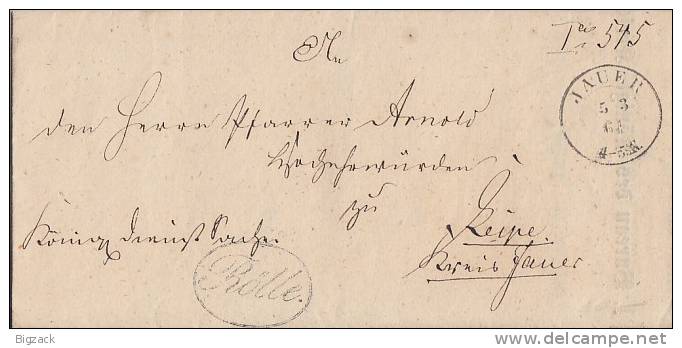 Brief Jauer 5.3.1864gel. Nach Keipe Postwärterstempel Thölle - [Voorlopers