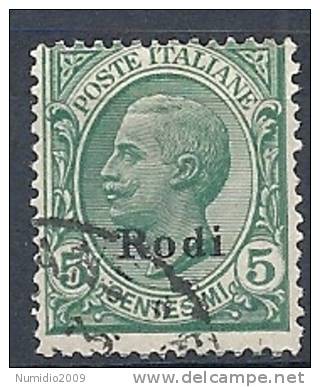 1912 EGEO RODI USATO 5 CENT - RR9441 - Ägäis (Rodi)