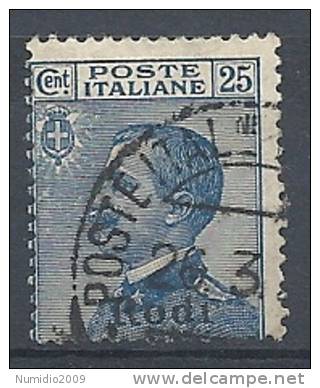 1912 EGEO RODI USATO 25 CENT - RR9441 - Egée (Rodi)