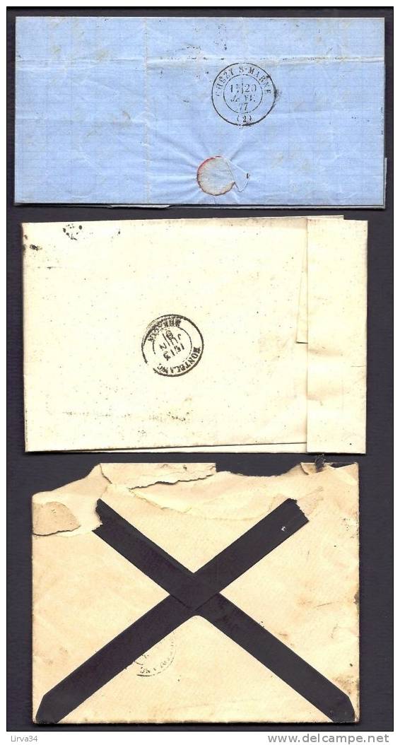 LOT 3 LETTRES  ANCIENNES- COVER- FRANCE- SAGE N° 90 ETAT 1 ET 2- N° 78-  CONVOYEUR TOULOUSE- MARSEILLE- CHATEAU-THIERY - 1849-1876: Période Classique